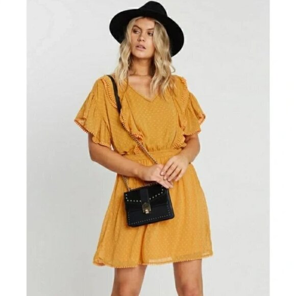 Scotch & Soda Dresses & Skirts - 💕SCOTCH & SODA💕 Dotted Lace Ruffled Pom-Pom Dress ~ Yellow Medium NWOT